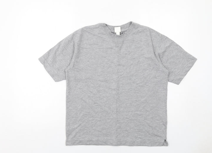 H&M Womens Grey Cotton Basic T-Shirt Size S Round Neck
