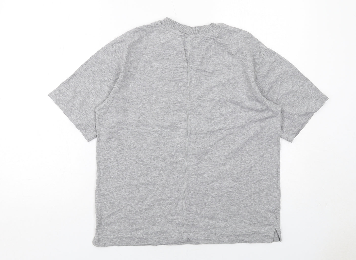 H&M Womens Grey Cotton Basic T-Shirt Size S Round Neck