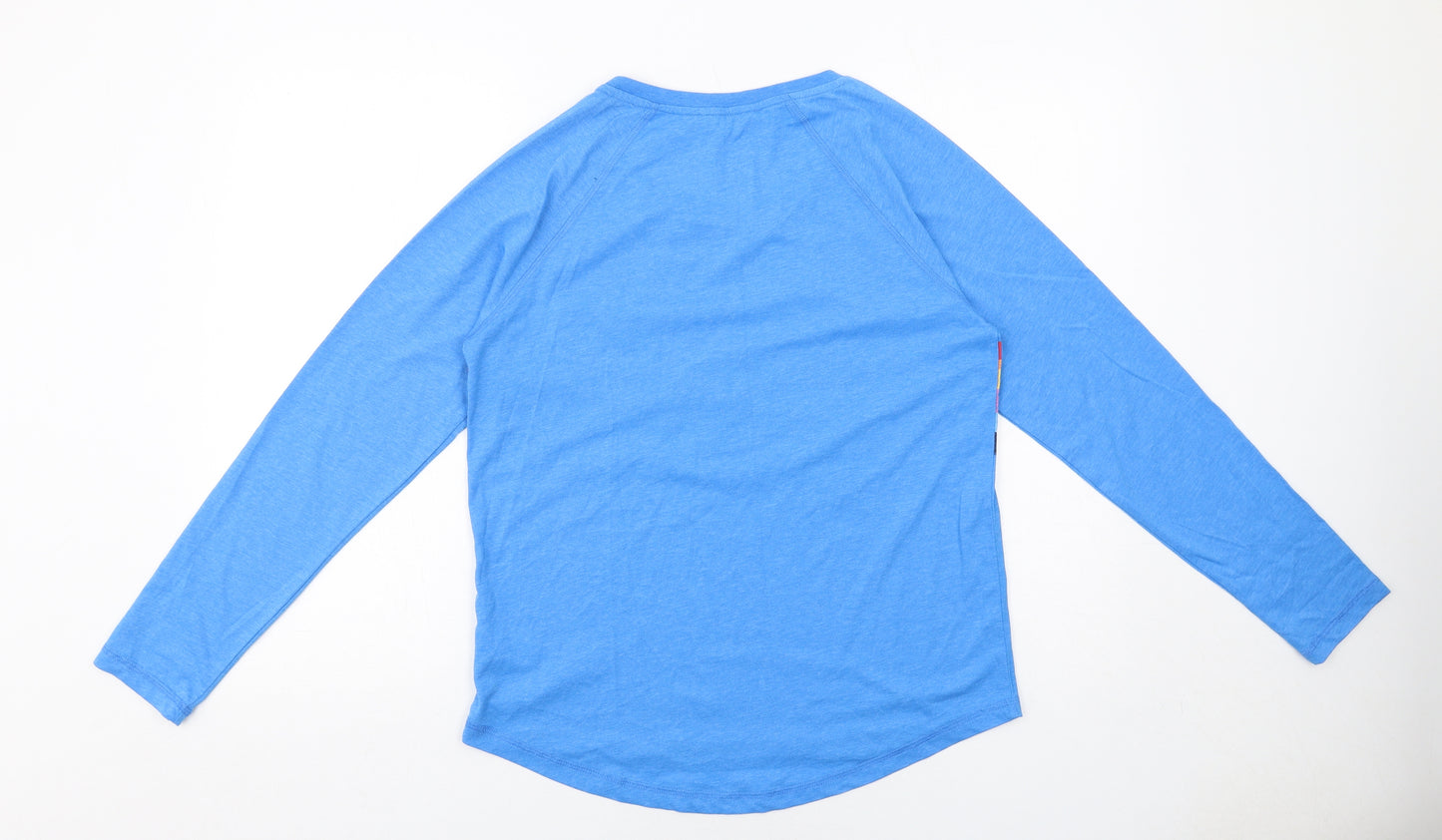 NEXT Womens Blue Cotton Basic T-Shirt Size 10 Round Neck - Rainbow Print