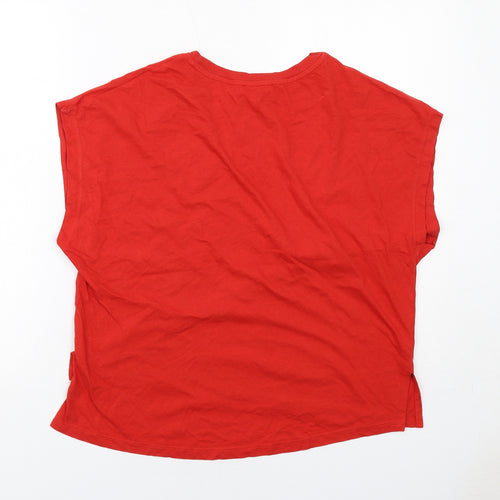 Zara Womens Red Cotton Basic T-Shirt Size S Round Neck