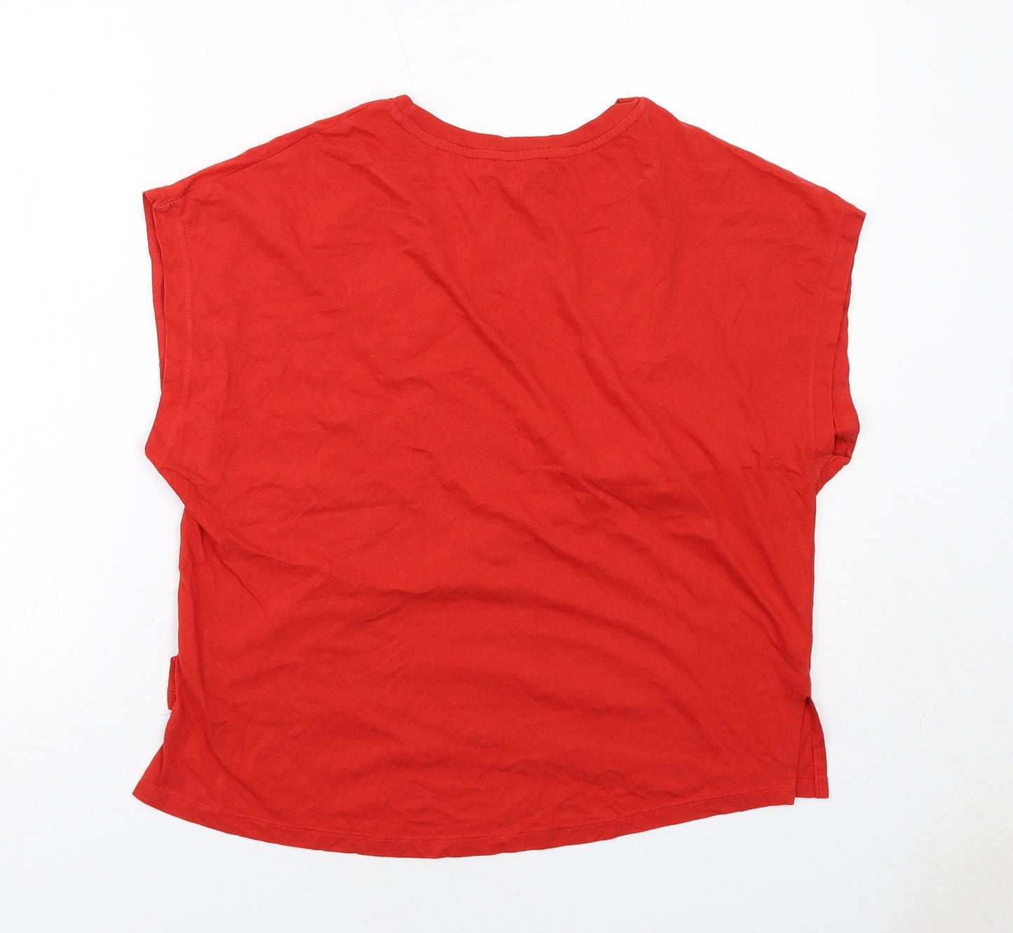 Zara Womens Red Cotton Basic T-Shirt Size S Round Neck