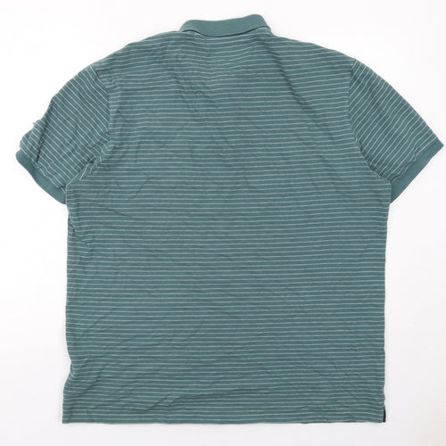 NEXT Mens Green Striped Cotton Polo Size XL Collared Button