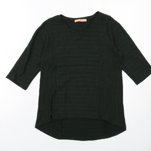Blu Sand Womens Green V-Neck Cotton Pullover Jumper Size M