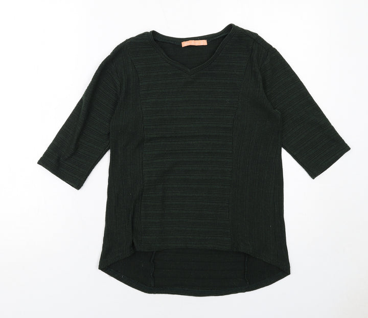 Blu Sand Womens Green V-Neck Cotton Pullover Jumper Size M