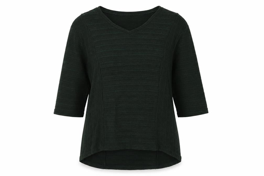 Front view of Blu Sand women’s green v-neck cotton jumper, size M