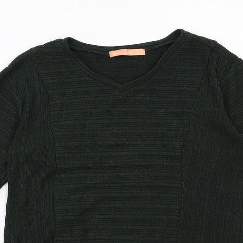 Blu Sand Womens Green V-Neck Cotton Pullover Jumper Size M
