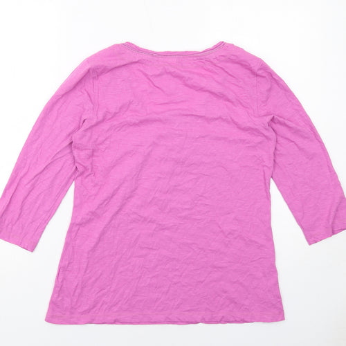 Weird Fish Womens Pink Cotton Basic T-Shirt Size 10 Scoop Neck - Front Pleat Detail