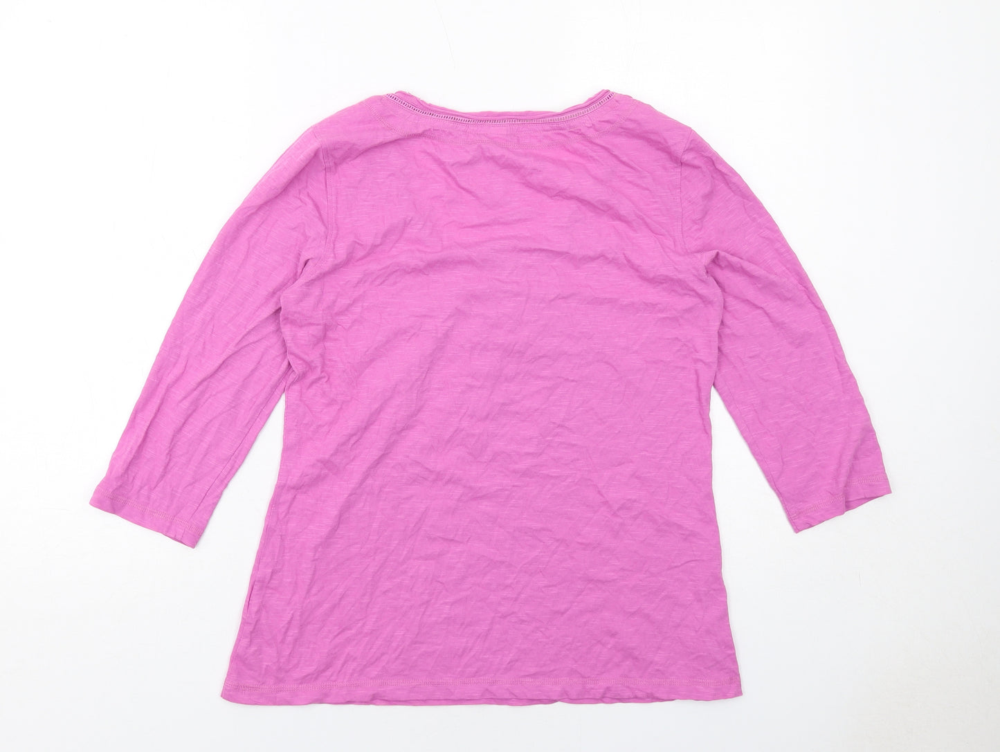 Weird Fish Womens Pink Cotton Basic T-Shirt Size 10 Scoop Neck - Front Pleat Detail