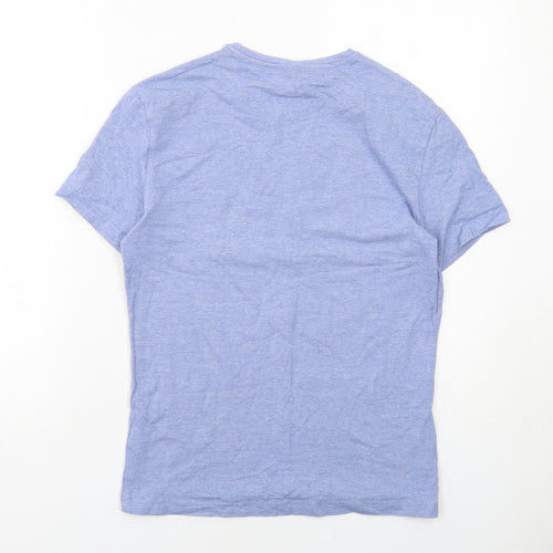 H&M Mens Blue Cotton T-Shirt Size M Round Neck