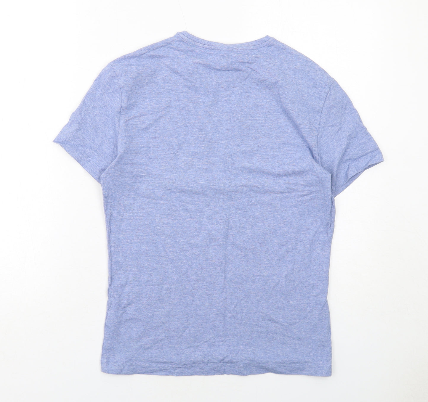 H&M Mens Blue Cotton T-Shirt Size M Round Neck