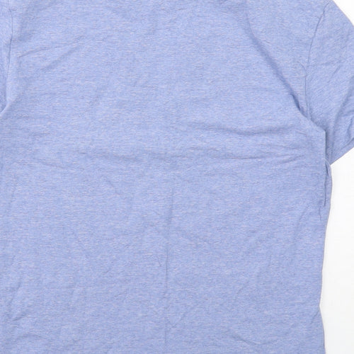 H&M Mens Blue Cotton T-Shirt Size M Round Neck