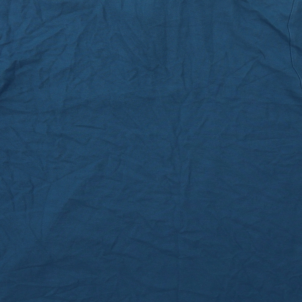 Marks and Spencer Mens Blue Cotton Polo Size XL Collared Button