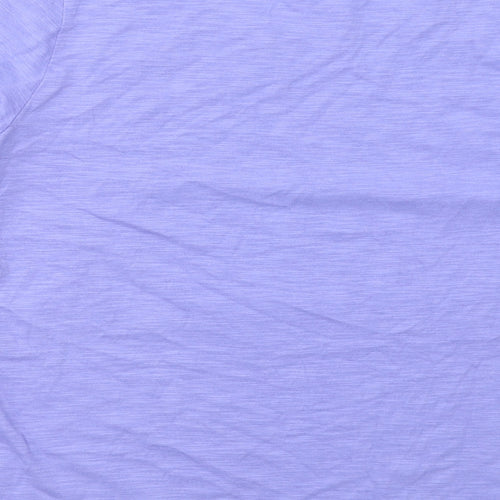 First Avenue Womens Purple Cotton Basic T-Shirt Size L Round Neck - Crochet Detail