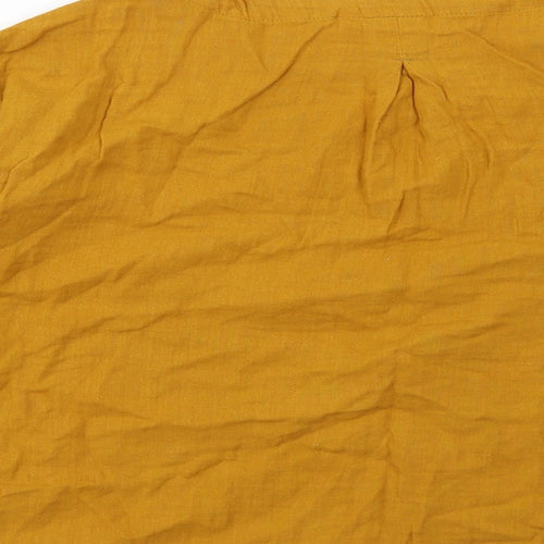 Coincasa Womens Yellow Cotton Basic T-Shirt Size S Boat Neck