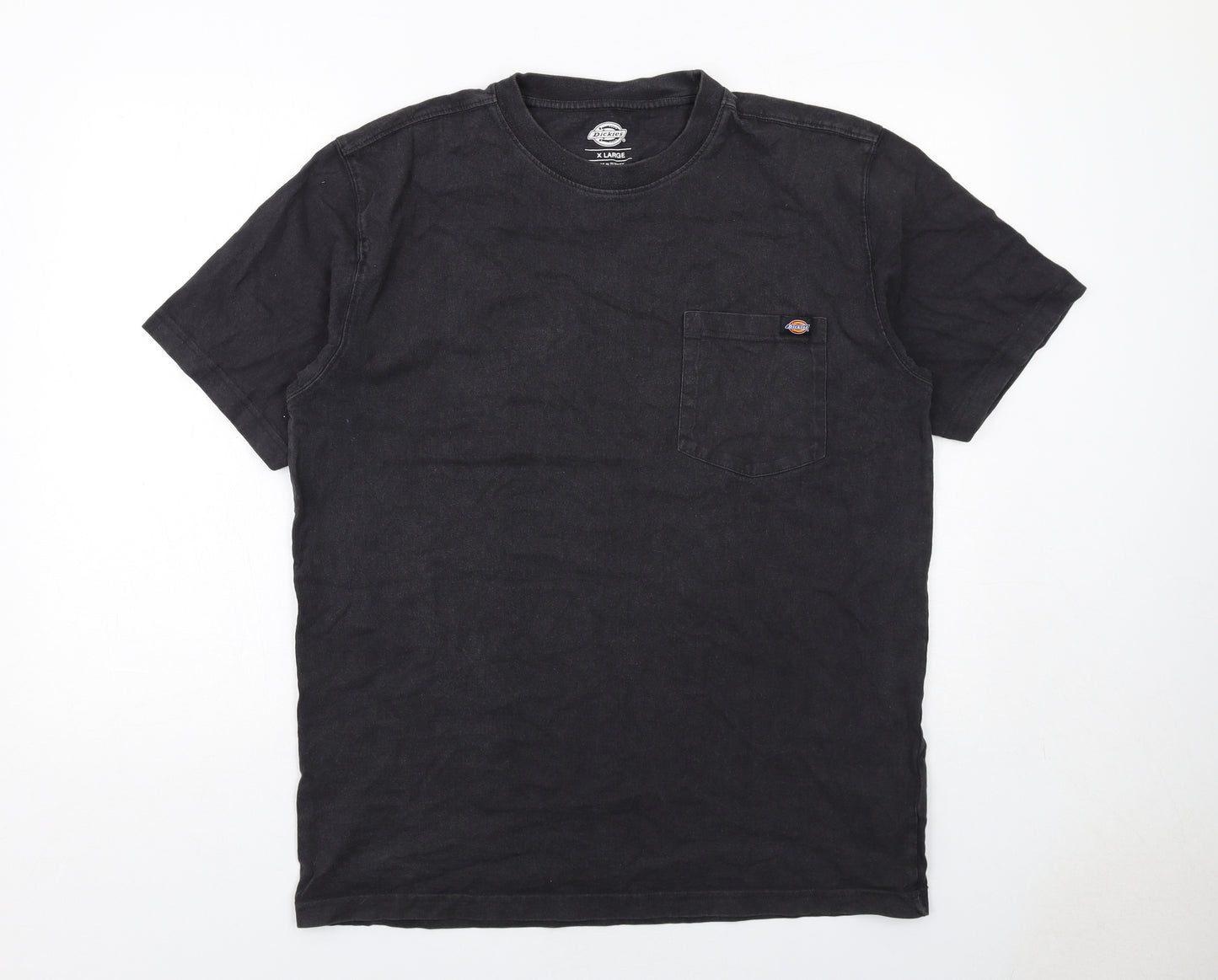 Dickies Mens Black Cotton T-Shirt Size XL Round Neck