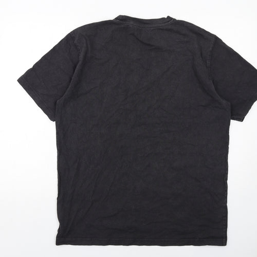 Dickies Mens Black Cotton T-Shirt Size XL Round Neck