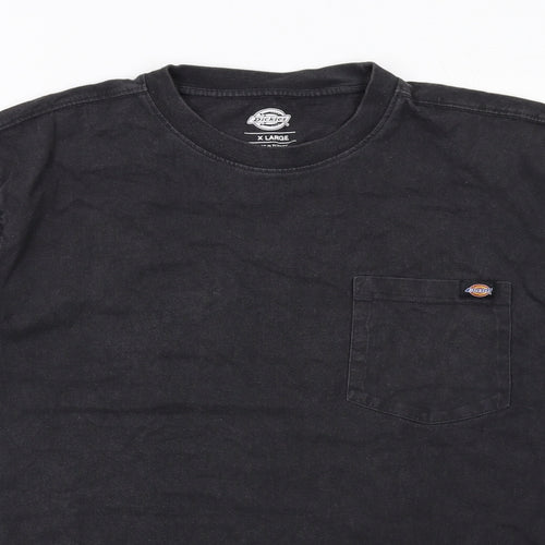 Dickies Mens Black Cotton T-Shirt Size XL Round Neck