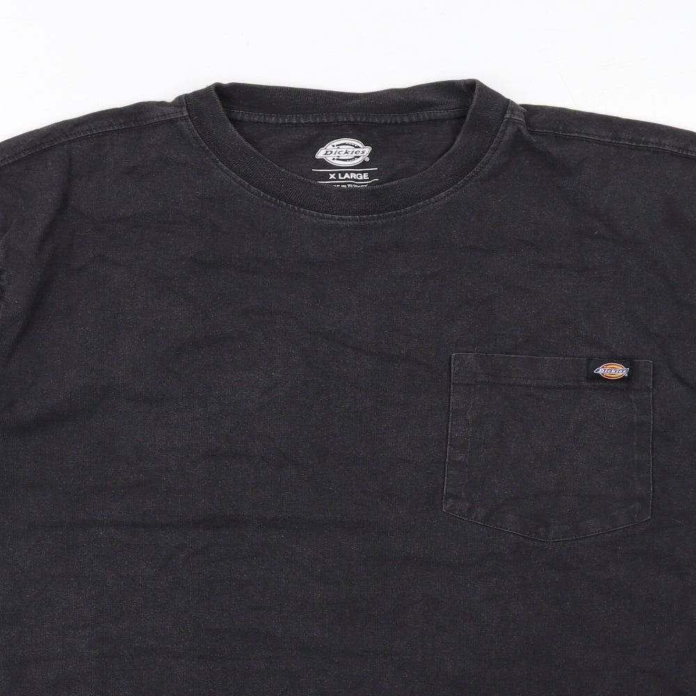 Dickies Mens Black Cotton T-Shirt Size XL Round Neck