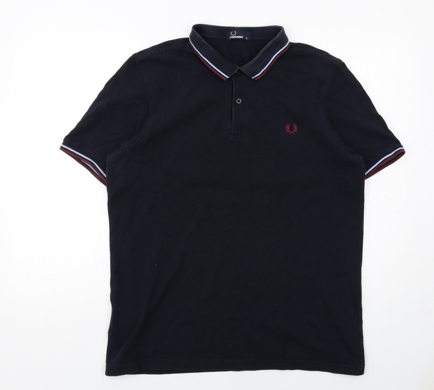 Fred Perry Mens Blue Cotton Polo Size XL Collared Button