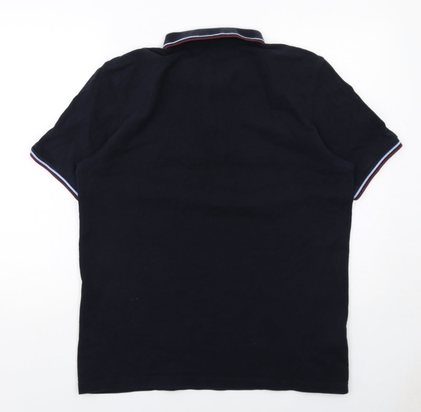Fred Perry Mens Blue Cotton Polo Size XL Collared Button