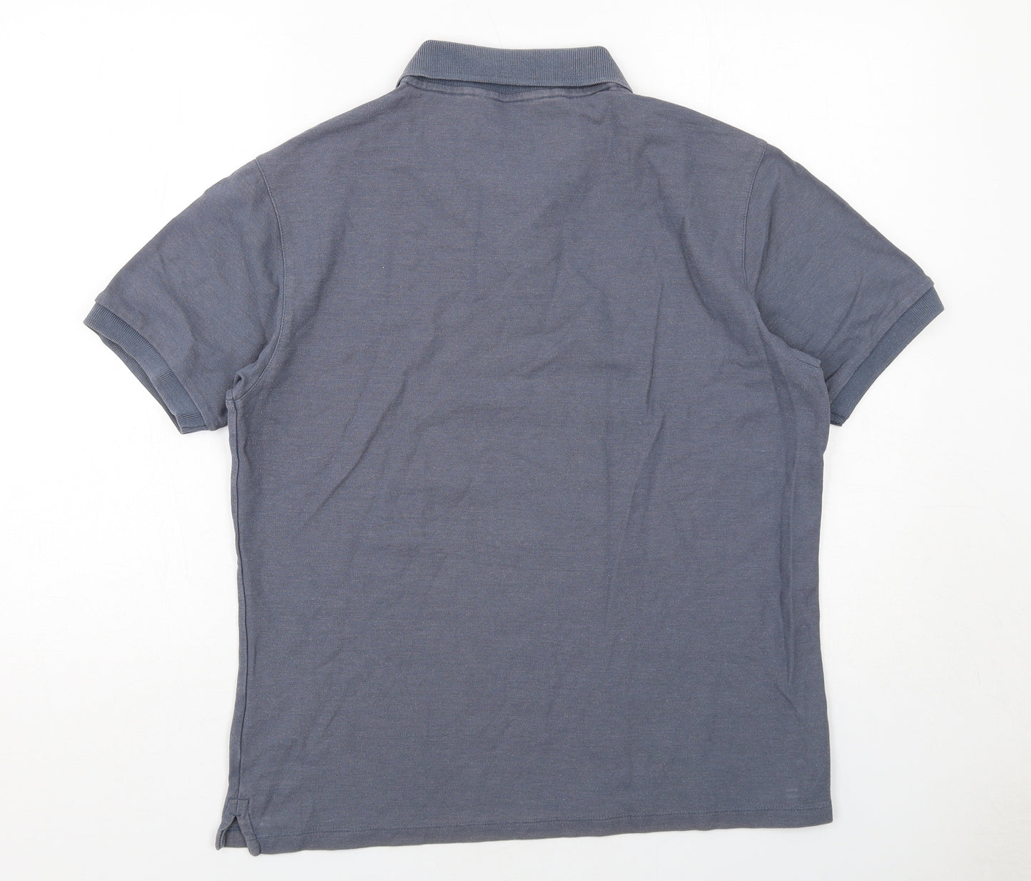 Marks and Spencer Mens Blue Cotton Polo Size M Collared Button