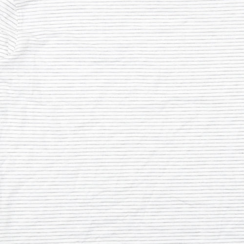 Mango Womens White Striped Cotton Basic T-Shirt Size S Boat Neck