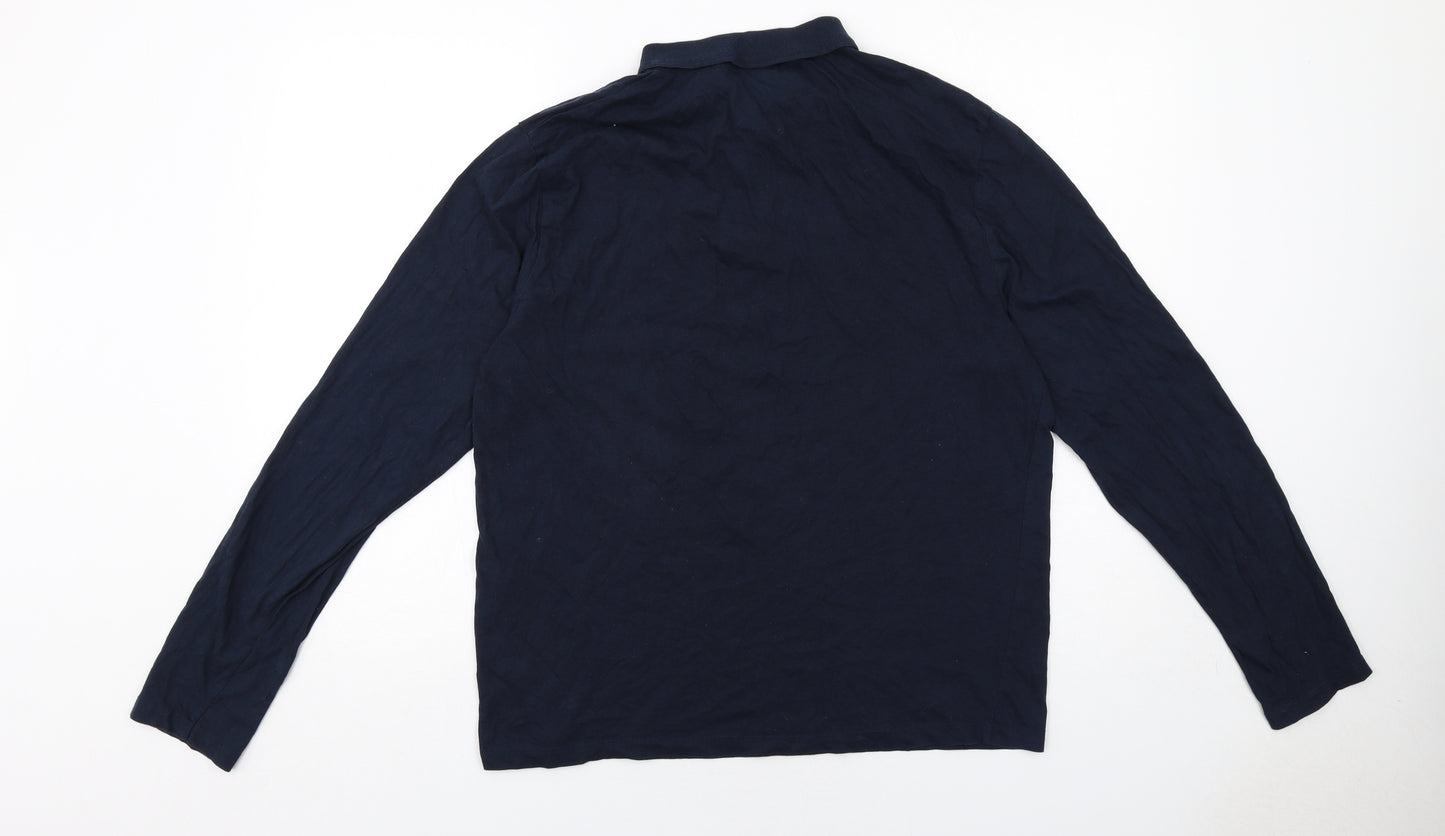 ASOS Mens Blue Cotton Polo Size L Collared Button