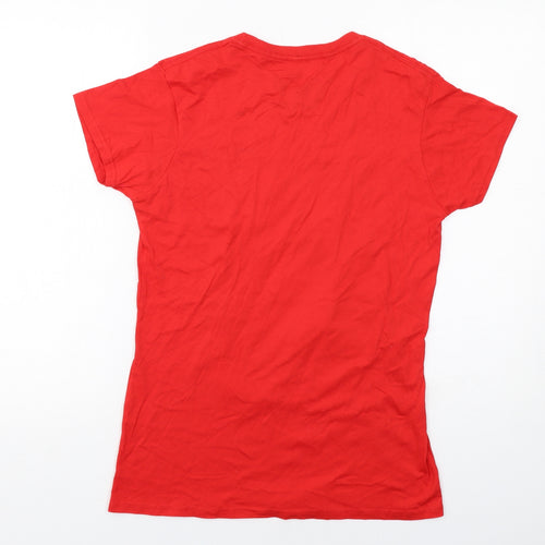 Coca-Cola Womens Red Cotton Basic T-Shirt Size L Crew Neck - Christmas Santa