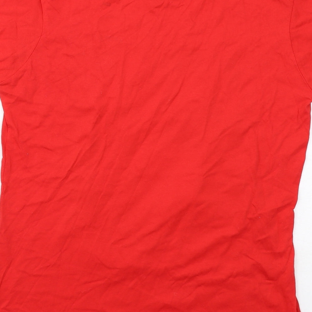 Coca-Cola Womens Red Cotton Basic T-Shirt Size L Crew Neck - Christmas Santa