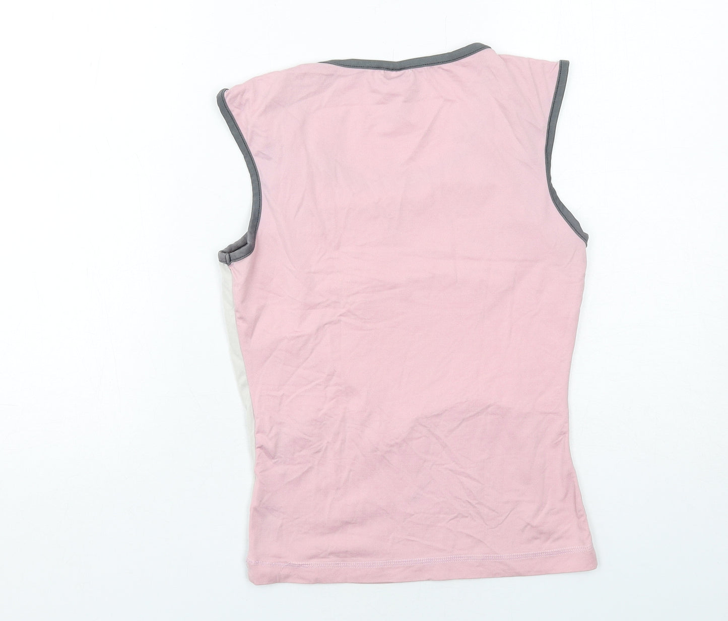 Shamp Womens Pink Colourblock Polyamide Basic Tank Size S Scoop Neck