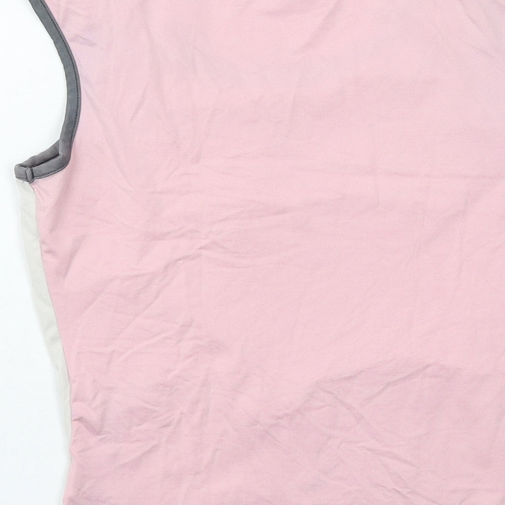 Shamp Womens Pink Colourblock Polyamide Basic Tank Size S Scoop Neck