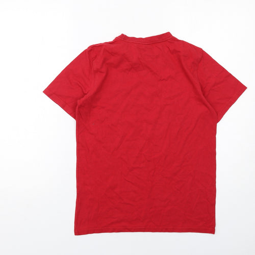 Animal Boys Red Cotton Basic T-Shirt Size 11-12 Years Round Neck Pullover - Monkey