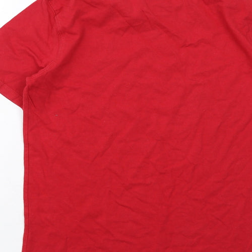 Animal Boys Red Cotton Basic T-Shirt Size 11-12 Years Round Neck Pullover - Monkey