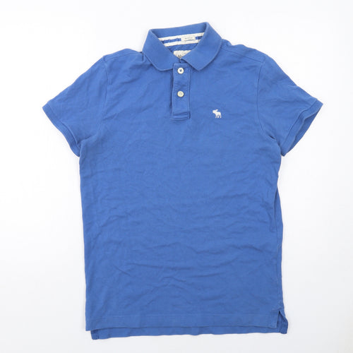 Abercrombie & Fitch Mens Blue Cotton Polo Size M Collared Button