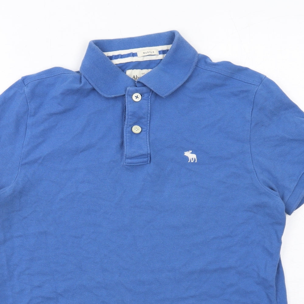 Abercrombie & Fitch Mens Blue Cotton Polo Size M Collared Button
