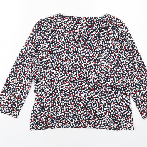 John Lewis Womens Blue Geometric Viscose Basic Blouse Size 12 Square Neck - Twist Detail