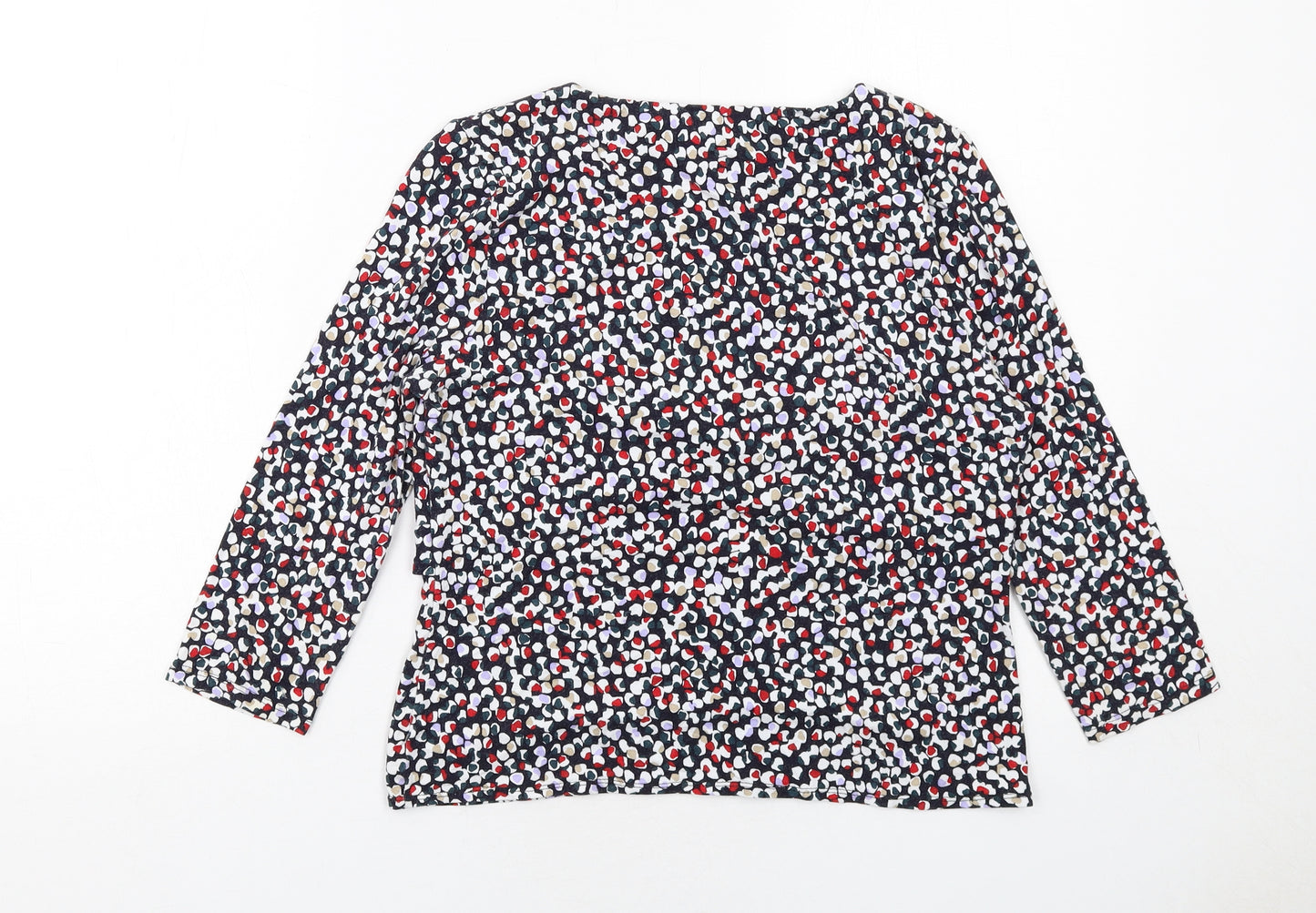 John Lewis Womens Blue Geometric Viscose Basic Blouse Size 12 Square Neck - Twist Detail