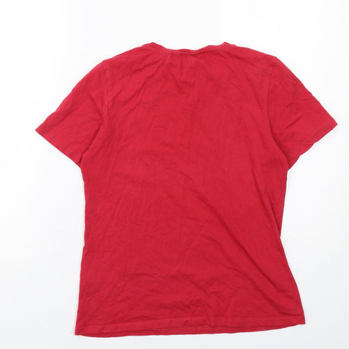 Dorothy Perkins Womens Red Cotton Basic T-Shirt Size 10 Round Neck - Broderie Anglaise
