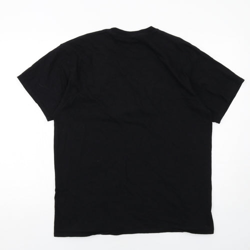 Aurora Mens Black Cotton T-Shirt Size L Round Neck - Japan Tokyo City