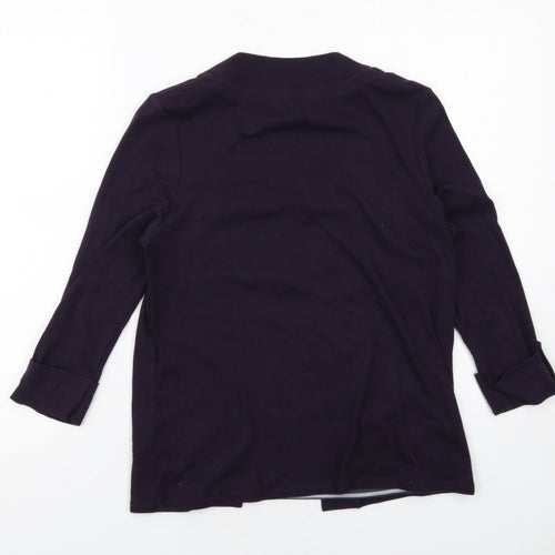 Maine Womens Purple Striped Cotton Basic Blouse Size 12 Round Neck - Twin Set