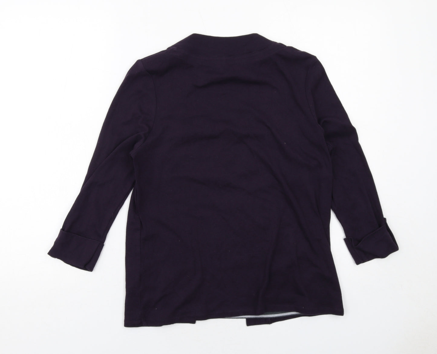 Maine Womens Purple Striped Cotton Basic Blouse Size 12 Round Neck - Twin Set
