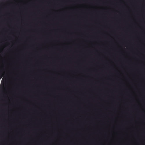 Maine Womens Purple Striped Cotton Basic Blouse Size 12 Round Neck - Twin Set