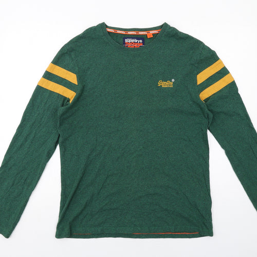 Superdry Mens Green Cotton T-Shirt Size L Round Neck