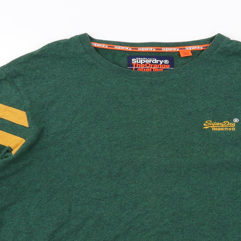Superdry Mens Green Cotton T-Shirt Size L Round Neck