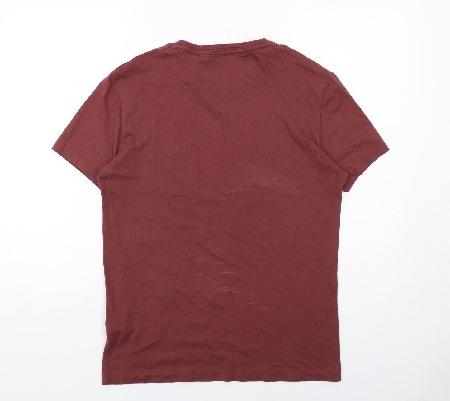 AllSaints Mens Red Cotton T-Shirt Size S Round Neck