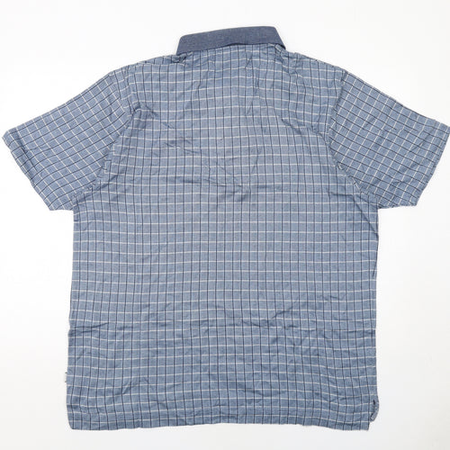 Maine Mens Blue Geometric Cotton Polo Size XL Collared Button
