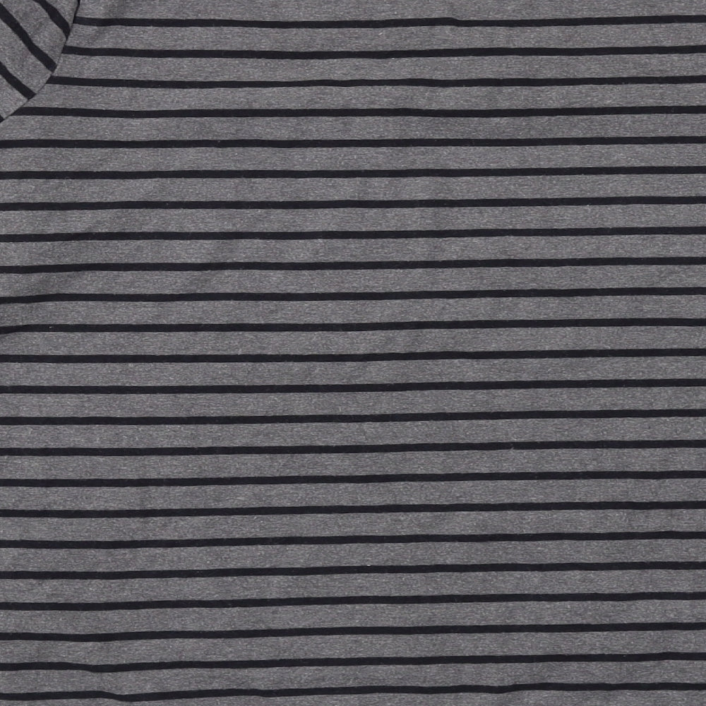 Fat Face Womens Grey Striped Cotton Basic T-Shirt Size 12 Round Neck