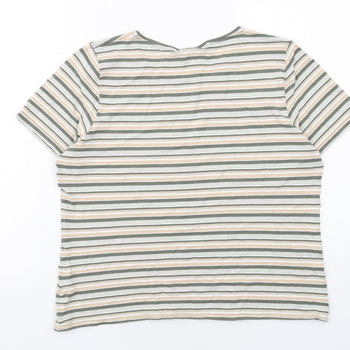 Eastex Womens Green Striped Viscose Basic T-Shirt Size 16 Round Neck