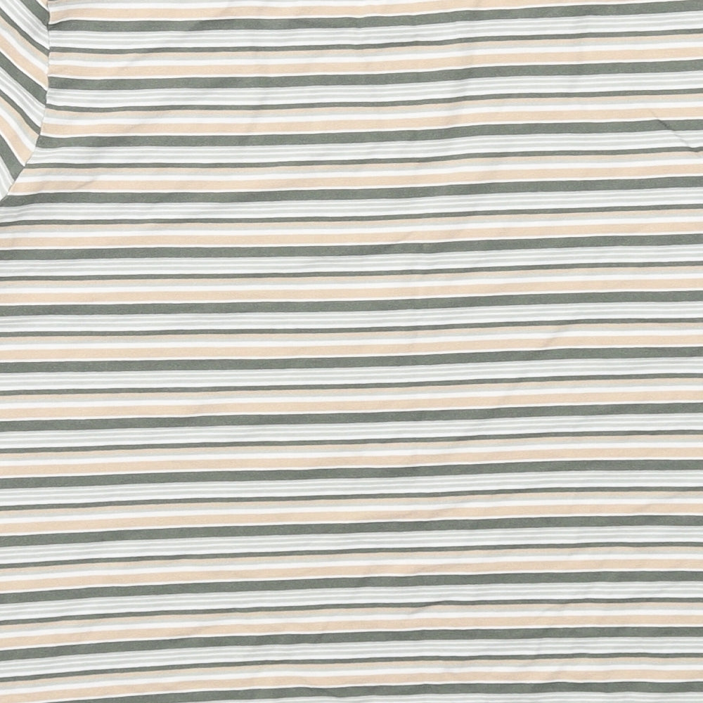 Eastex Womens Green Striped Viscose Basic T-Shirt Size 16 Round Neck