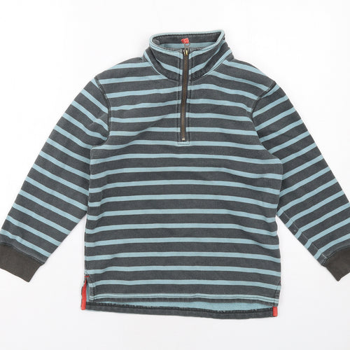 Boden Boys Blue Striped Cotton Pullover Sweatshirt Size 7-8 Years Zip
